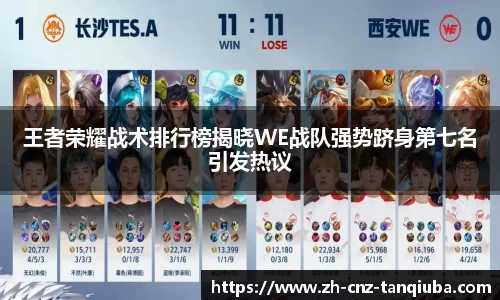 王者荣耀战术排行榜揭晓WE战队强势跻身第七名引发热议